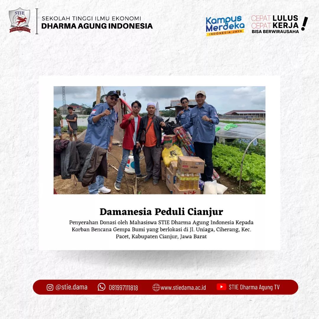 Mahasiswa STIE Dharma Agung Donasi Gempa Cianjur